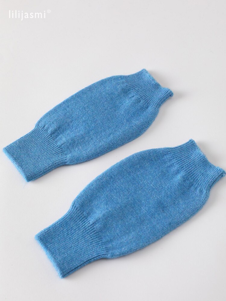 Verkoop Echt Fijne Schapen Wol Gezellige Mitt Blootgesteld Vinger Vrouwen Winter Herfst Gebreide Vingerloze Werkhandschoenen Pols Wanten Driver: 12 V blue