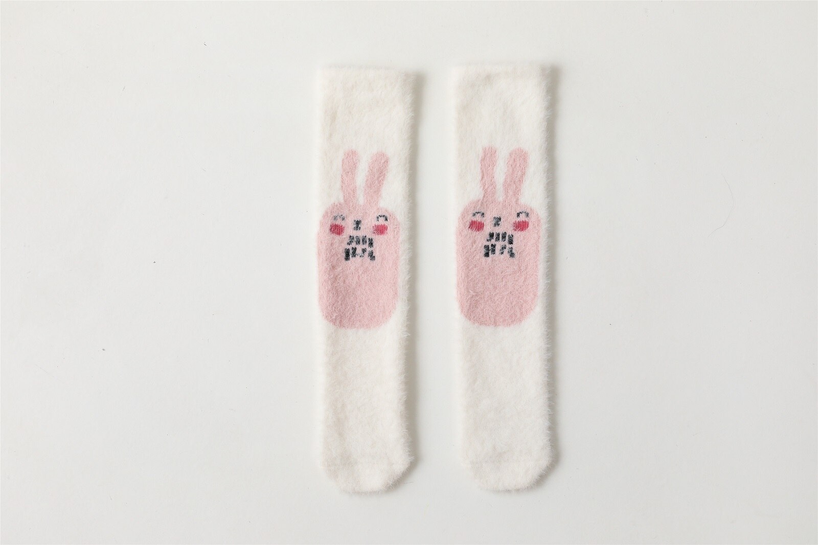 5 Kleuren Peuter Baby Meisjes Jongens Hoge Knie Kous Fuzzy Cartoon Animal Print Lange Kousen: WHITE