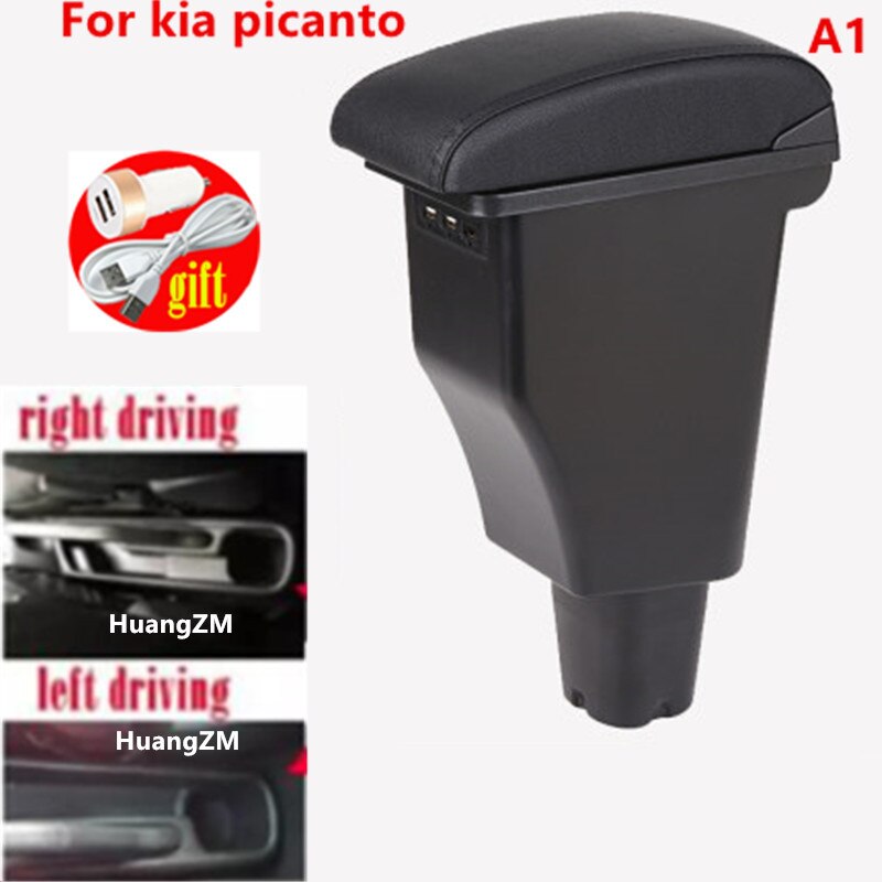 For kia picanto armrest box central Store content Storage box armrest box 3USB interface: A1 Black line 3 usb