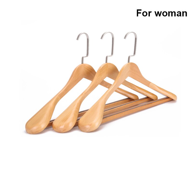 Luxus Holz KleiderbüGel Breiten Schulter Anzug KleiderbüGel Für Kleidung Schwere Pflicht Kleiderschrank Veranstalter Haben Nicht Unterhose Hosen Bar: natürlich Pro Frau / 2Stck