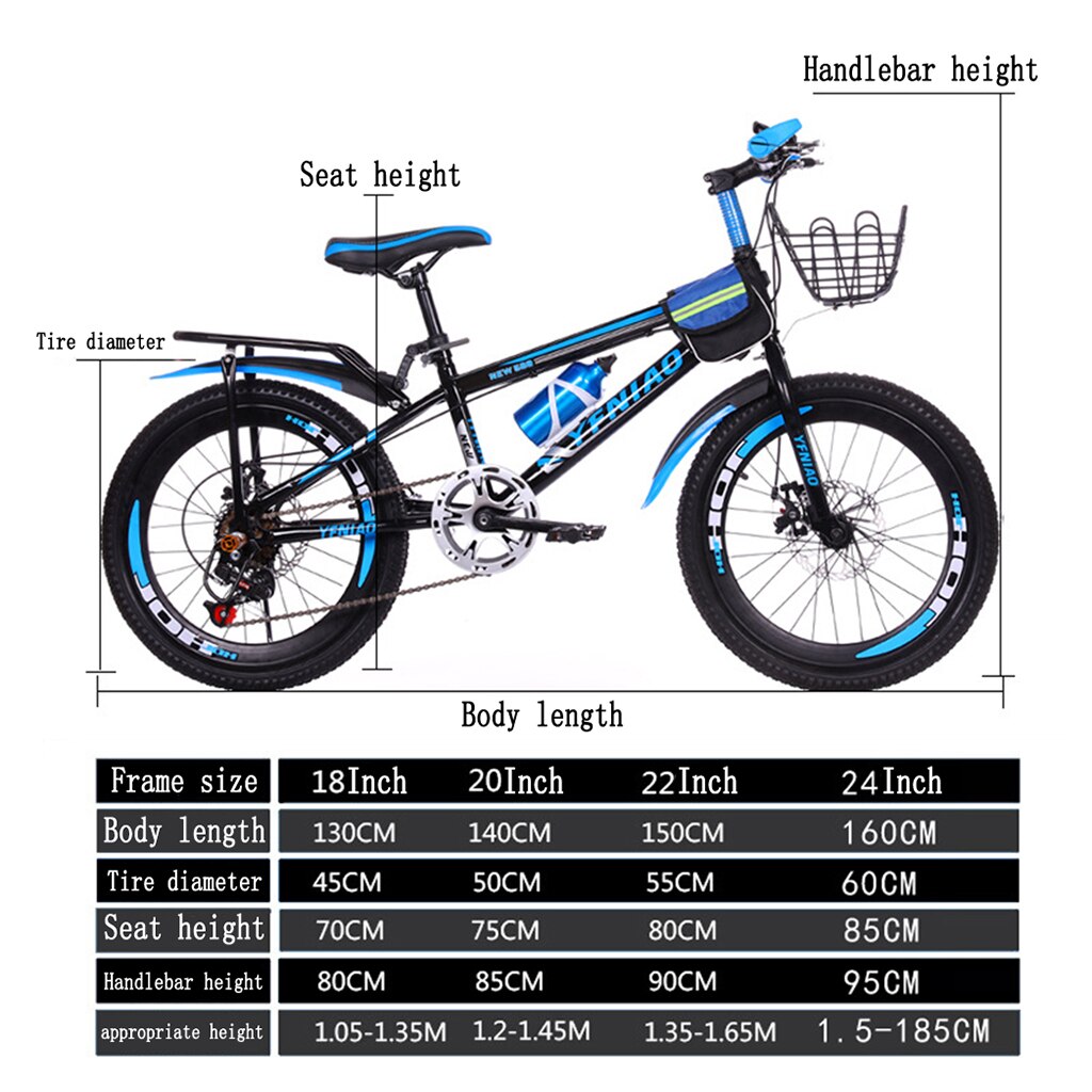 22 inch Kids Student Mountain Bikes Premium Carbon Steel Variable Speed Mountain Bike for Girls Boys