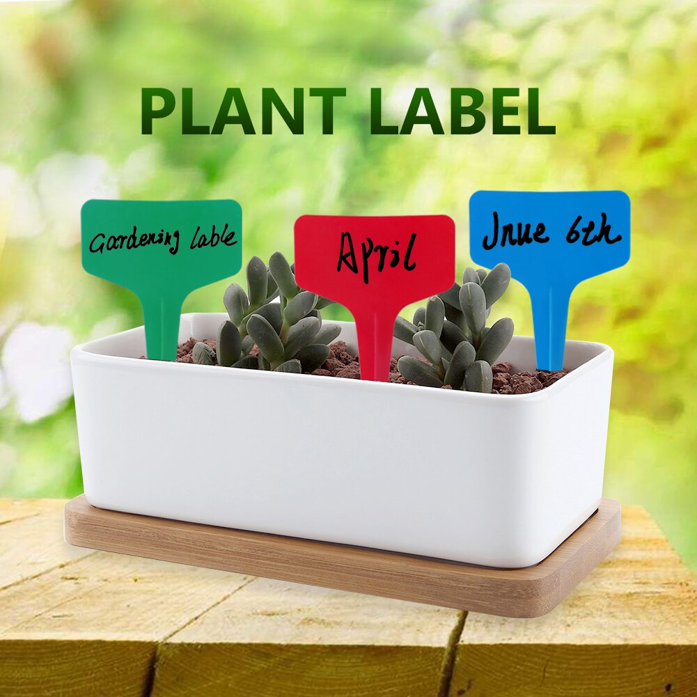 Etiquetas impermeables para vivero, tipo T, cinta de 3 tipos de plástico, para flores y plantas gruesas, bandeja, Mark para herramientas de jardín, 50/100 Uds.