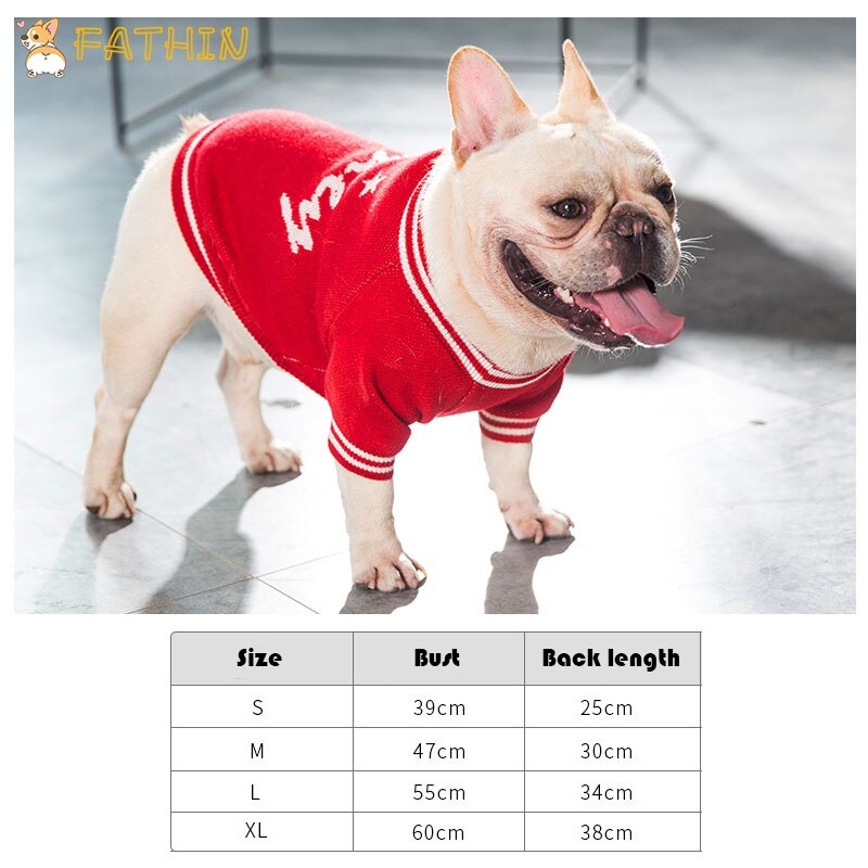 Fathin varm hund genser fransk bulldog liten stor bokstav hundeklær sml xl