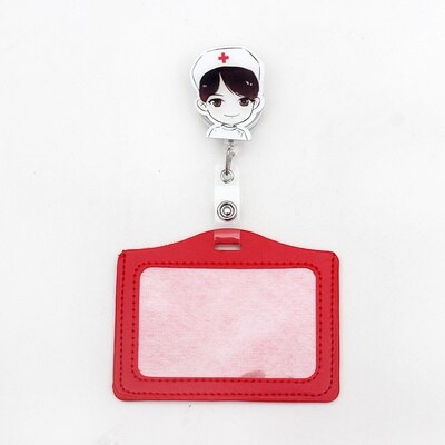 Wysuwany wizytownik nazwa pracownika etui na dowód tożsamości PU certyfikat pracy identyfikator identyfikator pokrowiec biznesowy akcesoria dla pielęgniarek: czarny