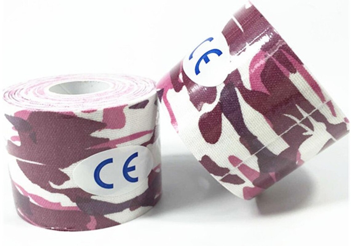 Cotton Elastic Kinesiology Therapeutic Bandage Tape Camouflage Sports Muscle Tapes Elastoplast for Athletes: Pink 2.5cmX5m