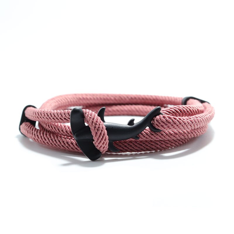 Bobo – Bracelet à cordes multicouches fait à la main pour Homme, bijou gothique, tête de requin, Viking: Black Rose Red