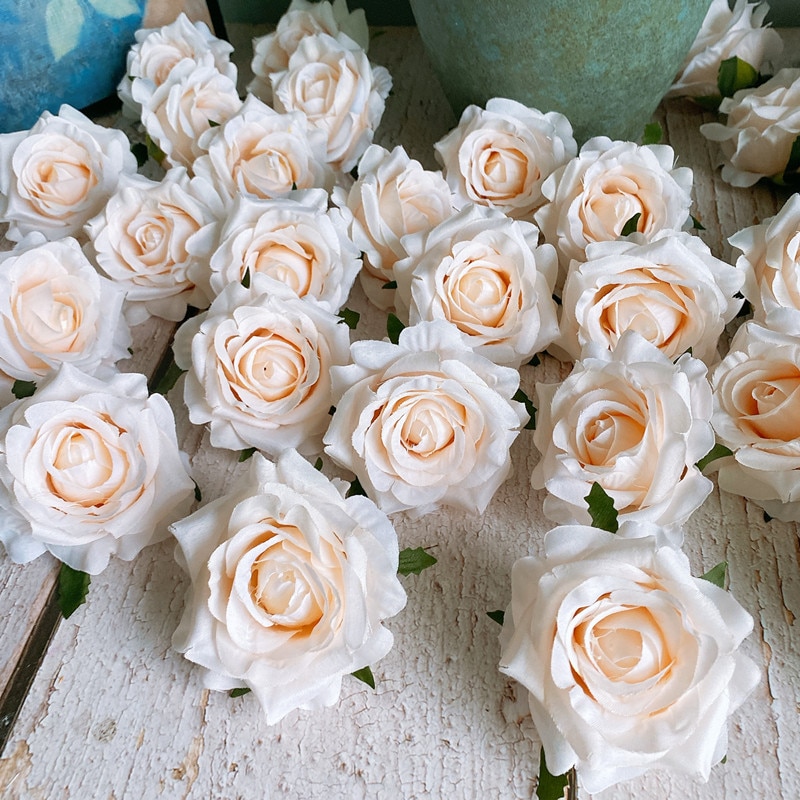 5 adet/grup yapay gül çiçek başları parti duvar dekor flores düğün kemer DIY dekorasyon malzemeleri ipek gül el sanatları çelenk
