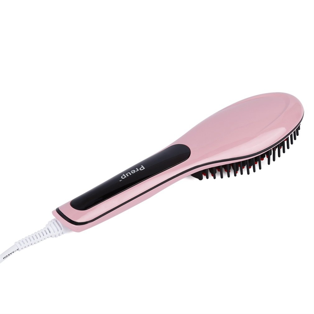 Brosse à cheveux rapide lisseur peigne Preup 2-en-1 Auto haute température résistance électrique défriser les cheveux peigne EU Plug