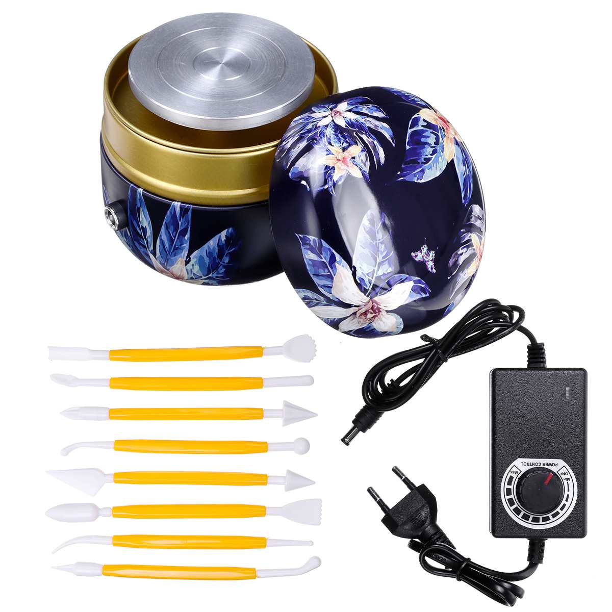 Meigar Mini Electric Pottery Wheel Ceramic Machine Work Clay Art Craft Diy Machine Ceramic Shaping Tool: Blue