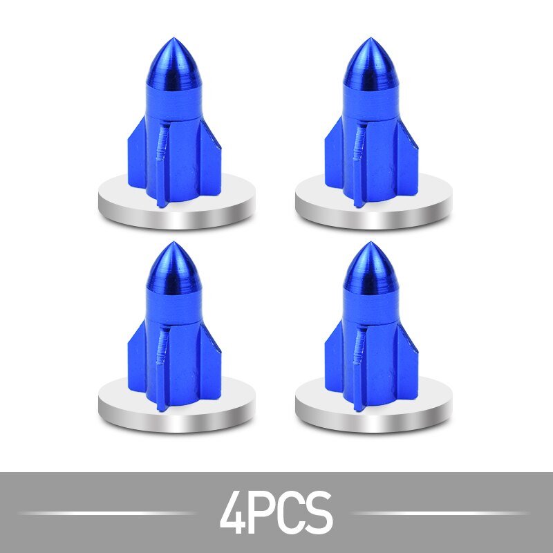 4 pc/pc alluminio Design A razzo cerchio per pneumatici Schrader valvola stelo ruota tappi moto bicicletta ruota pneumatico tappo A/V accessori per biciclette: 4pc Blue