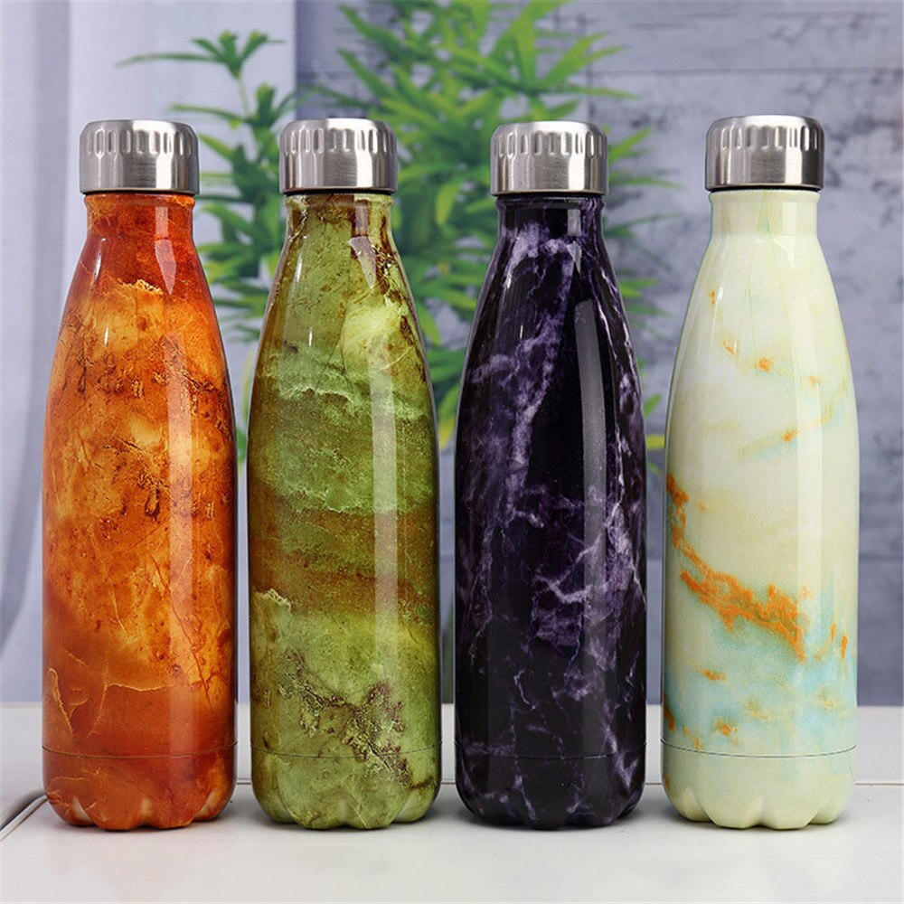 Marmor Druck Wasser Flasche Isolierte Tasse 500ml Edelstahl Bahre Kaffee Thermos Flasche Sport Reise Trinken Flasche