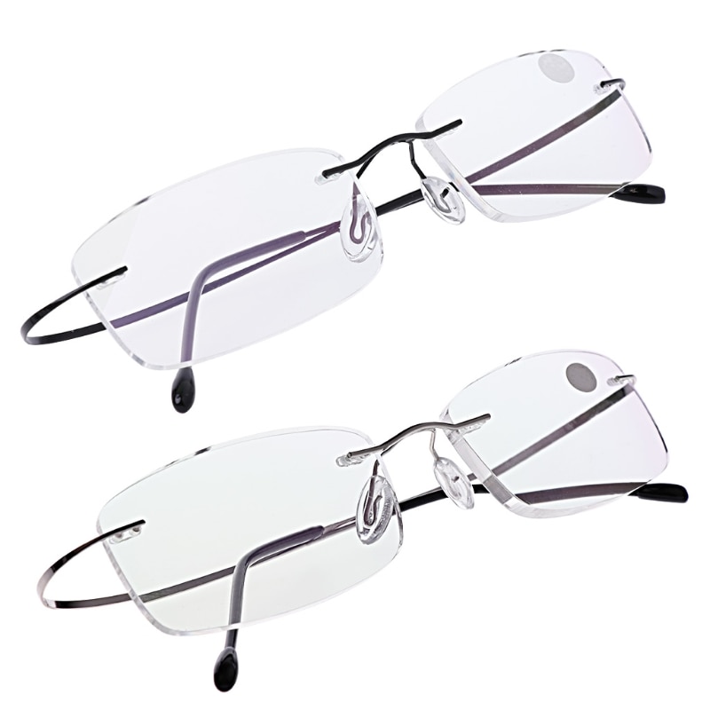 Lesebrille Ultraleicht Titan Randlose Rechteckige Brille Brillen