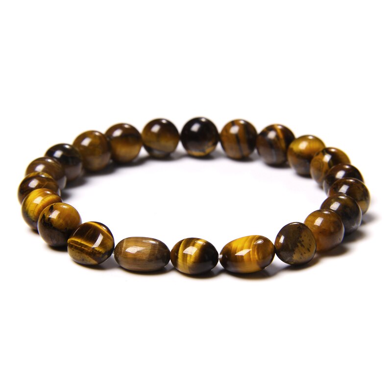 Round Random Shape Natural Stones Bracelet Tiger Eye Amethysts Lapis Lazuli Red Stone Crystal Beads Bracelets Women Men Jewelry: 1.Tiger Eye / 23cm