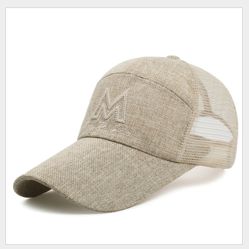 Unisex Mesh Cap Casual Plain Katoen Mesh Baseball Cap Verstelbare Zomer Cool Hoeden Voor Vrouwen Mannen Hip Hop Cap: Beige