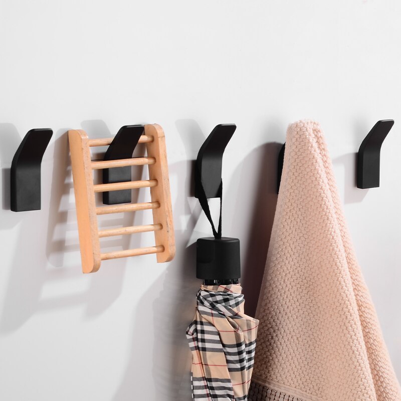 Kappe krog rustfrit stål kappekroge vægmonteret selvklæbende badeværelse kroge til håndklæder taske nøgle tøjstativ badeværelse hardware