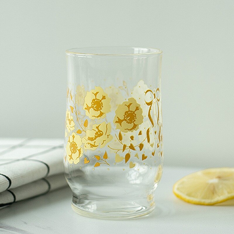 230ml japansk og koreansk glas klokkeblomst blomst gul blomsterkop varmebestandig mælkekop kaffekop juice kop fortykket kop