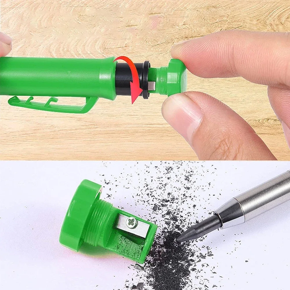 Heldekkende mekanisk blyant for snekkerarbeid, langt hode, dyphullsmarkører, penn, blyanter, påfyllingsstifter, spisser, skrivesaker