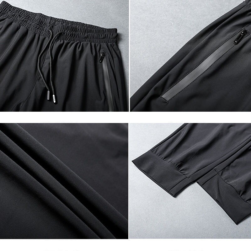 Pantalons de Sport pour hommes, avec poches à fermeture éclair pour entraînement et jogging, football et Fitness
