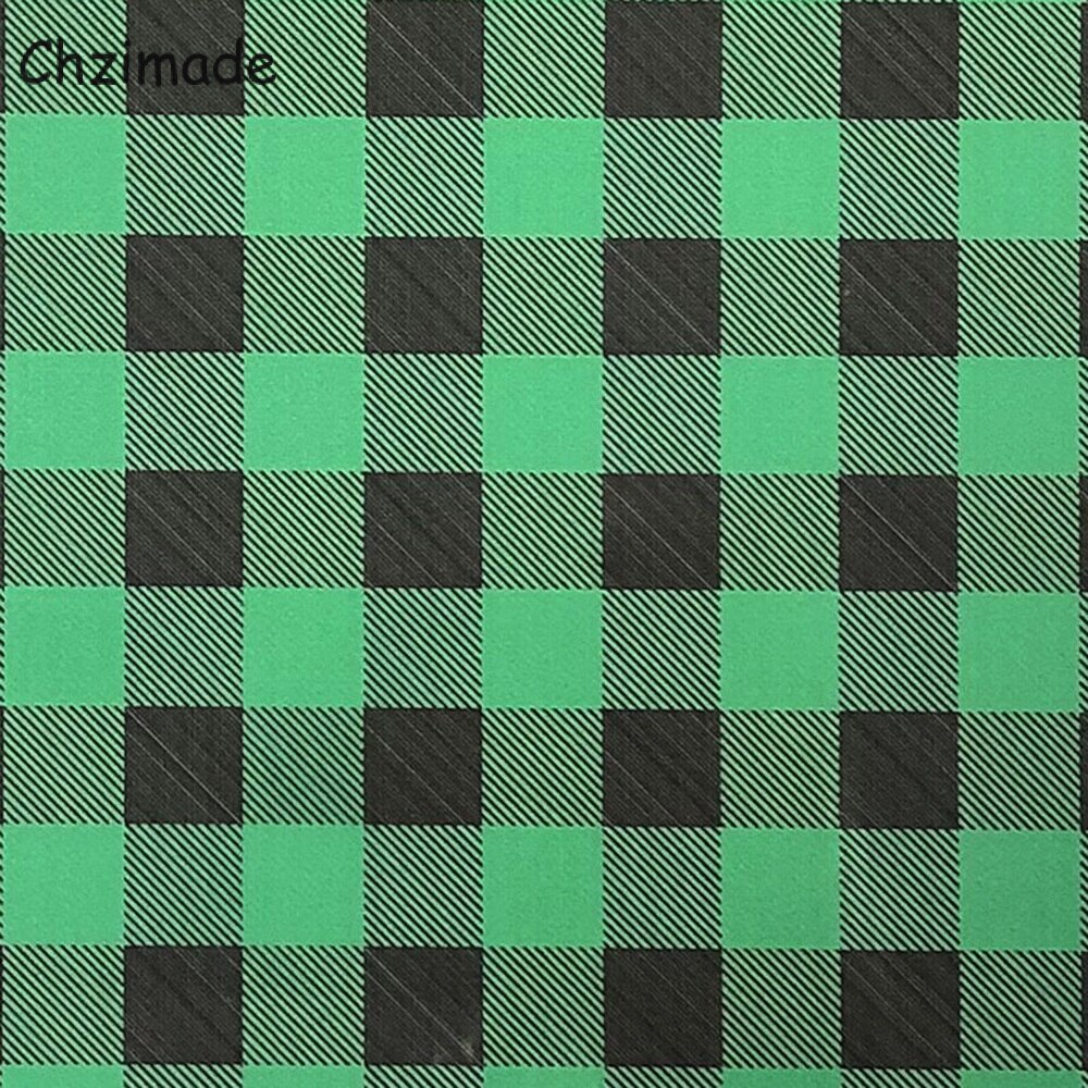 Chzimade Black Red Grid Heat Transfer PU Vinly Film For Heat Press Machine T-shirt Iron On Clothes Diy Handmade Crafts: Green Grids