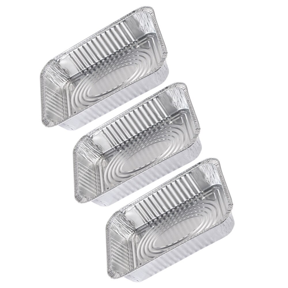 4pcs Disposable BBQ Drip Pan Aluminum Foil Tin Barbecue Pan Food Container Liner Trays Takeaway Packing Box with Cover(3500ml 3p: Silver 3pcs