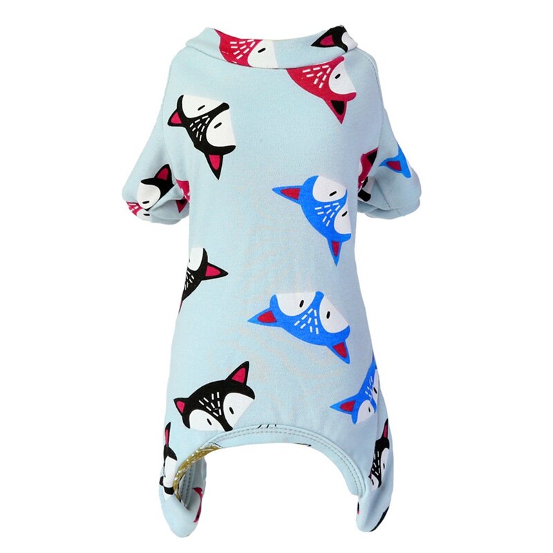Pet Dogs Cute Pajamas Cat Clothes Puppy Jumpsuit For Chihuahua Pomeranian Dogs Print Clothes Newest: Blue / XXL