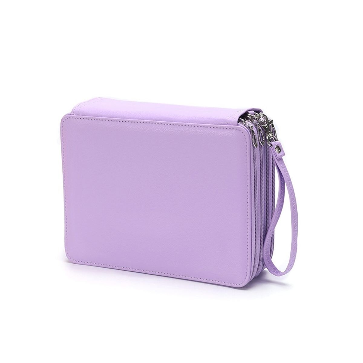 4 Lagen Grote Capaciteit Etui Houder Waterdicht School Doos Draagbare Pu Leer Potlood Tas Potloden Pouch Voor Student: Purple