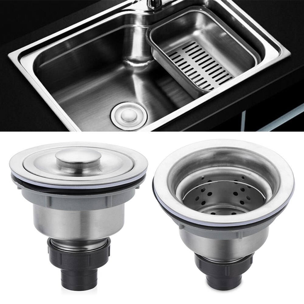 Roestvrijstalen Gootsteen Afvoer Fit 1/2-Inch Openingen Vervangbare Diepe Afval Mand Zeef Montage Afdichting Deksel Keuken Te