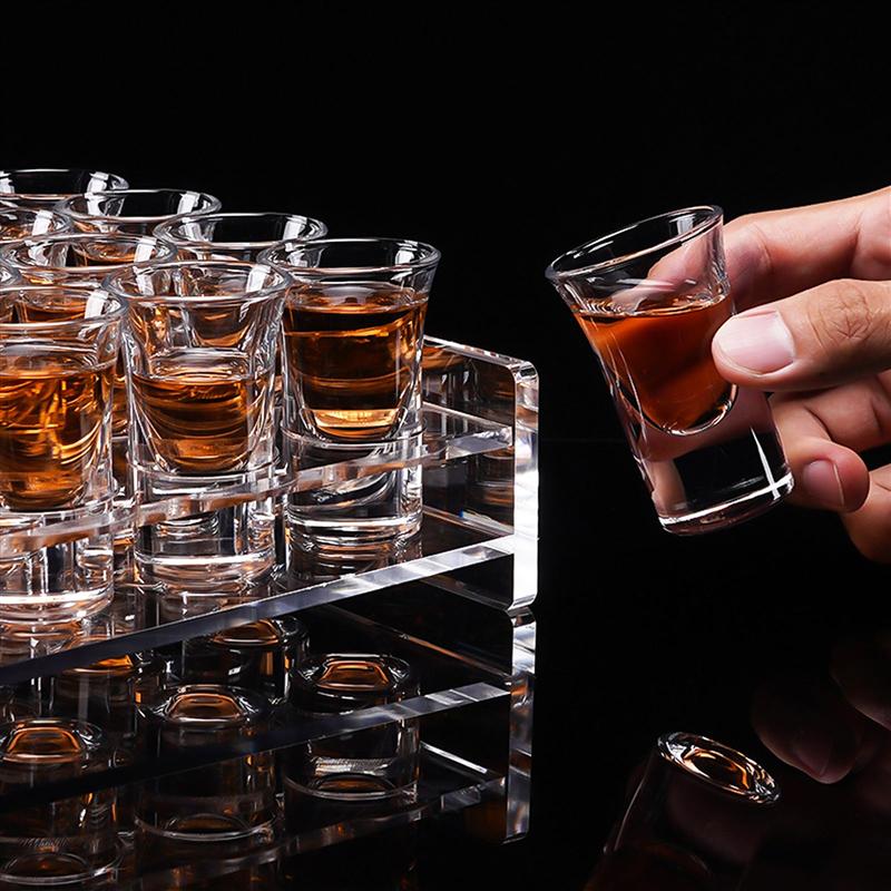6/12 Hole Acrylic Shot Glass Holder Transparent Liquor Cup Display Rack Whisky Cup Serving Tray Bar Drinkware
