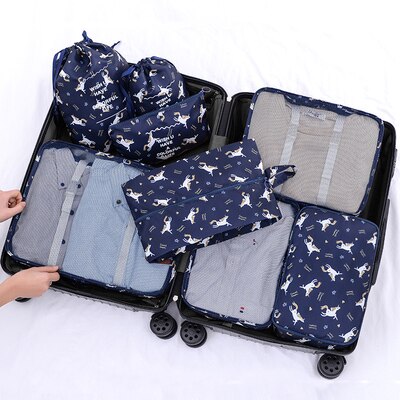 8 unids/set organizador de viaje embalaje cubos equipaje viaje accesorios bolsa organizador de doble cremallera bolsas impermeable: dujiaoshu