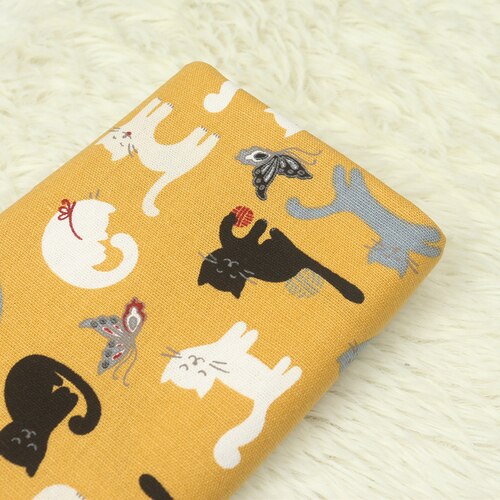Tela de algodón de 100% gruesa de 110x45cm por yarda, tela estampada con Gato de dibujos animados para manualidades, tela de retales de costura hecha a mano, decoración bordada con aguja: Cotton Fabric 1