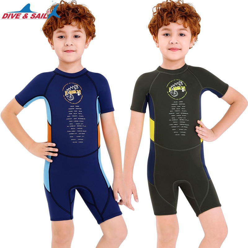 Dive sail Brand 1pc Neoprene Suit 2.5mm Back Zip Keep Warm for Swim Surf Dive Scuba Dive Snorkeling Boys Girls Kids Wetsuit