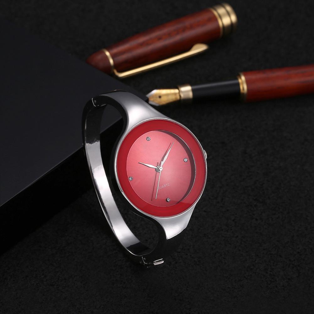 Vrouwen Quartz Bangle Horloges Relojes Rvs Eenvoudige Vrouwelijke Strass Horloge vrouwelijke dames horloge hombre: Rood