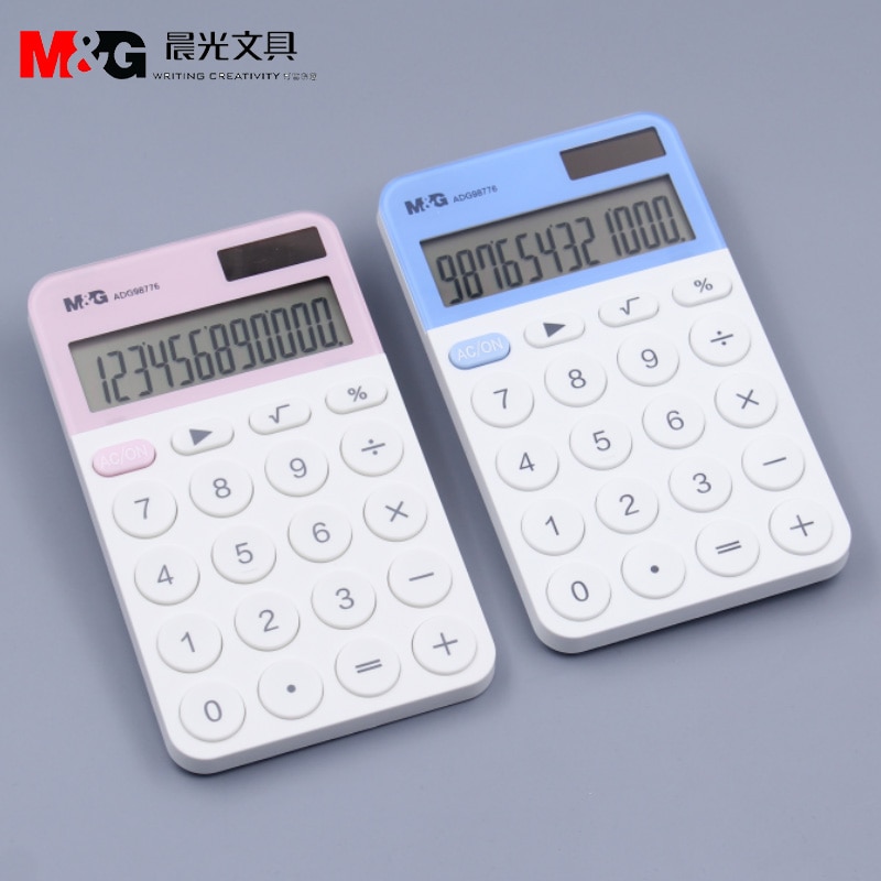 M&G Mini 12 digits Modern Tablet Dual Power Color Calculator Cute Small Solar Calculator School Student