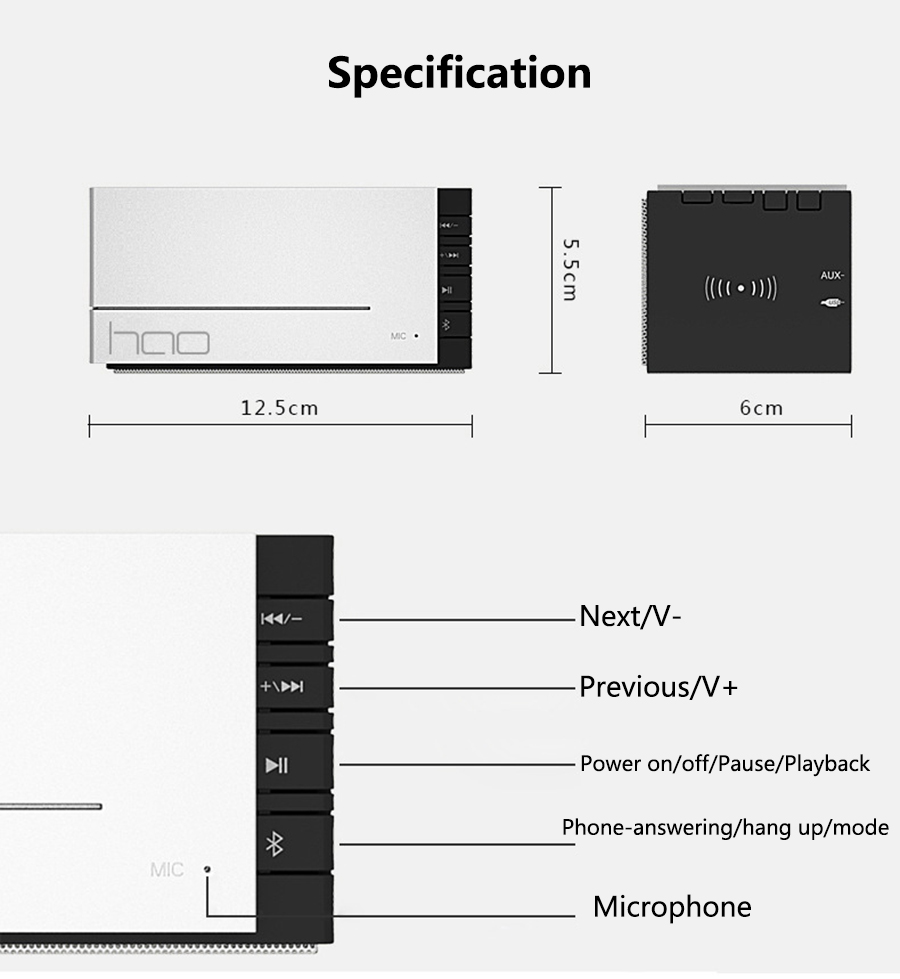 Metal Mini Wireless Bluetooth Speaker Subwoofer for iPhone Samsung Huawei Xiaomi Android Smartphones