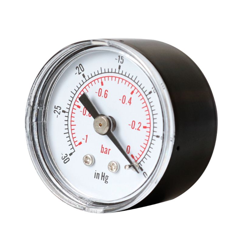 Vakuummåler til luftbrændselsolie eller vand 40mm 0/30 "hg & 0/-1 bar 1/8 " bspt modtryksmåler