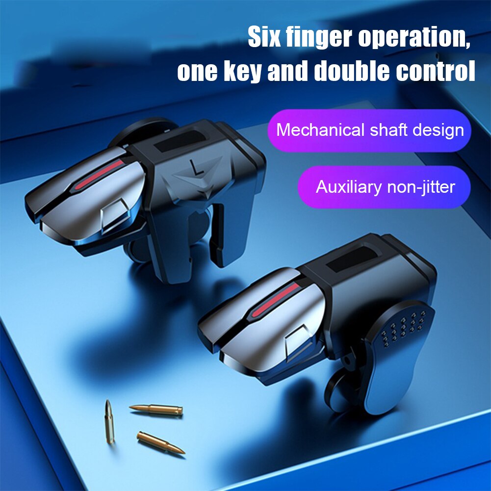 Manette de jeu pour PUBG, 6 doigts, pour téléphone Mobile, Joystick, déclencheur, tir de visée, bouton L1 R1, pour IPhone et Android