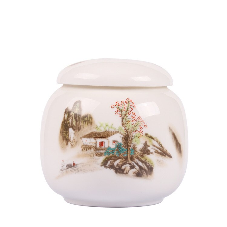 Boîte à thé Kongfu | Coffres traditionnels chinois de stockage de thé en porcelaine peinte à la main, nourriture Puer, poterie, thé vert: Household
