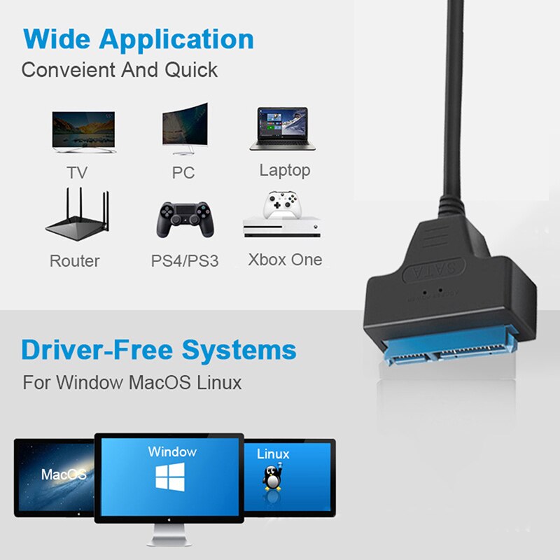 USB 2.0/3.0 To SATA 2.5" Laptop Hard Disk Drive SSD Adapter Converter Cable