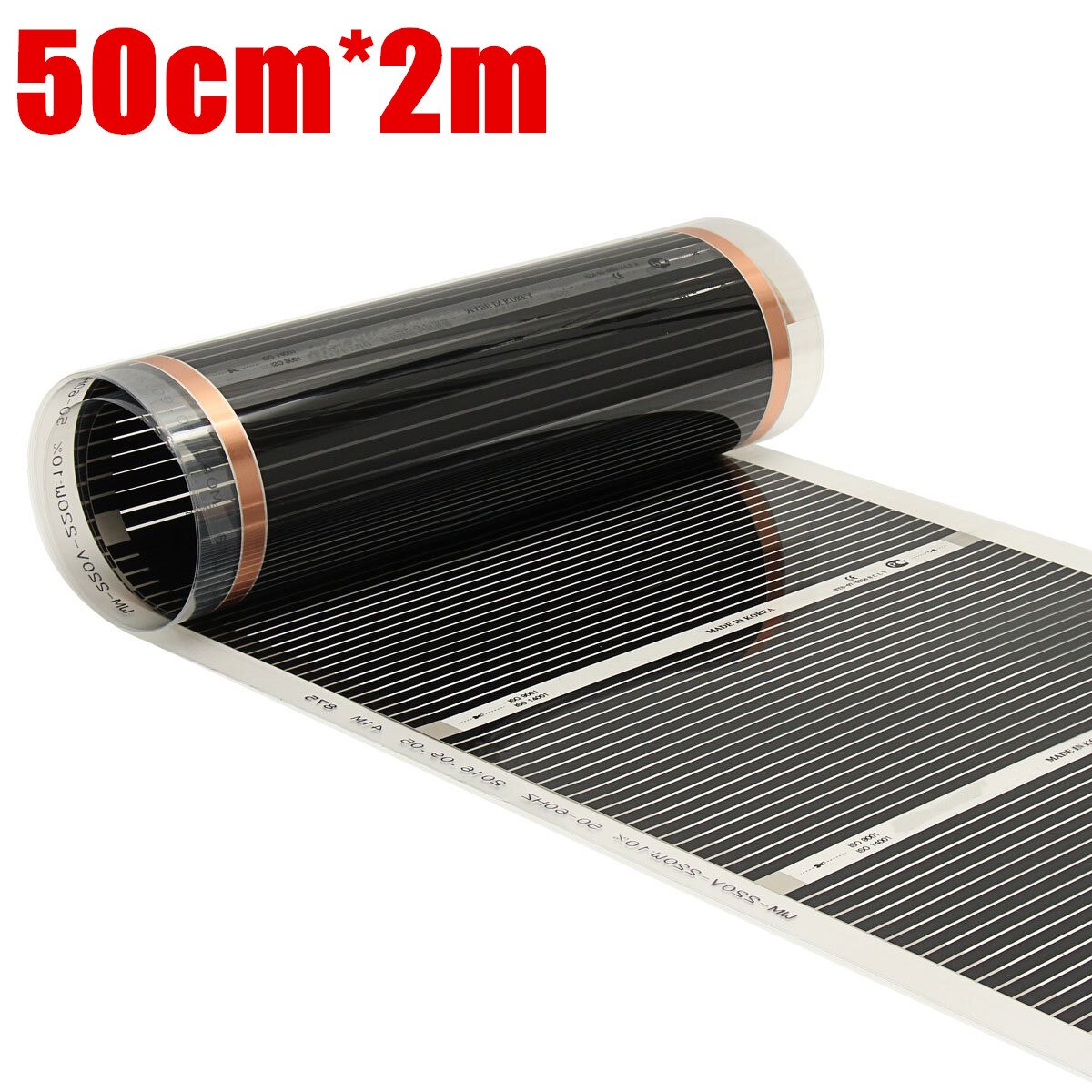 60Degree 50cmx2/4/6m Electric Home Floor Infrared Underfloor Heating Warm Film Mat: C50cmX2m