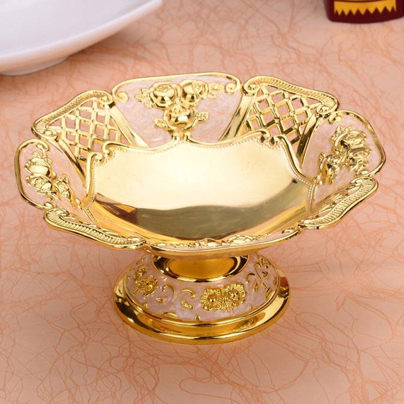 glänzend Nachtisch Platten und Obstschale Mit Griff Nachtisch Platte Süße Tablett Luxus Europäischen Platten Für Hochzeit Oder Party 17X17X9CM