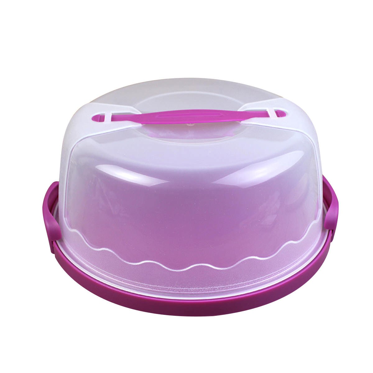 Caja de almacenamiento de pastel de plástico colorido de 10 pulgadas recipiente para pasteles contenedor de silicona caja de transporte portátil para accesorios de cocina para magdalenas: Purple