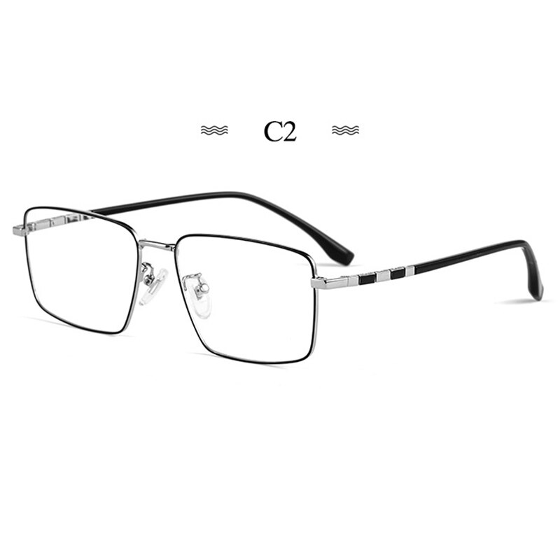 Montura de gafas de titanio puro para hombre, gafas graduadas de , a la , estilo de negocios, T8635T: C2