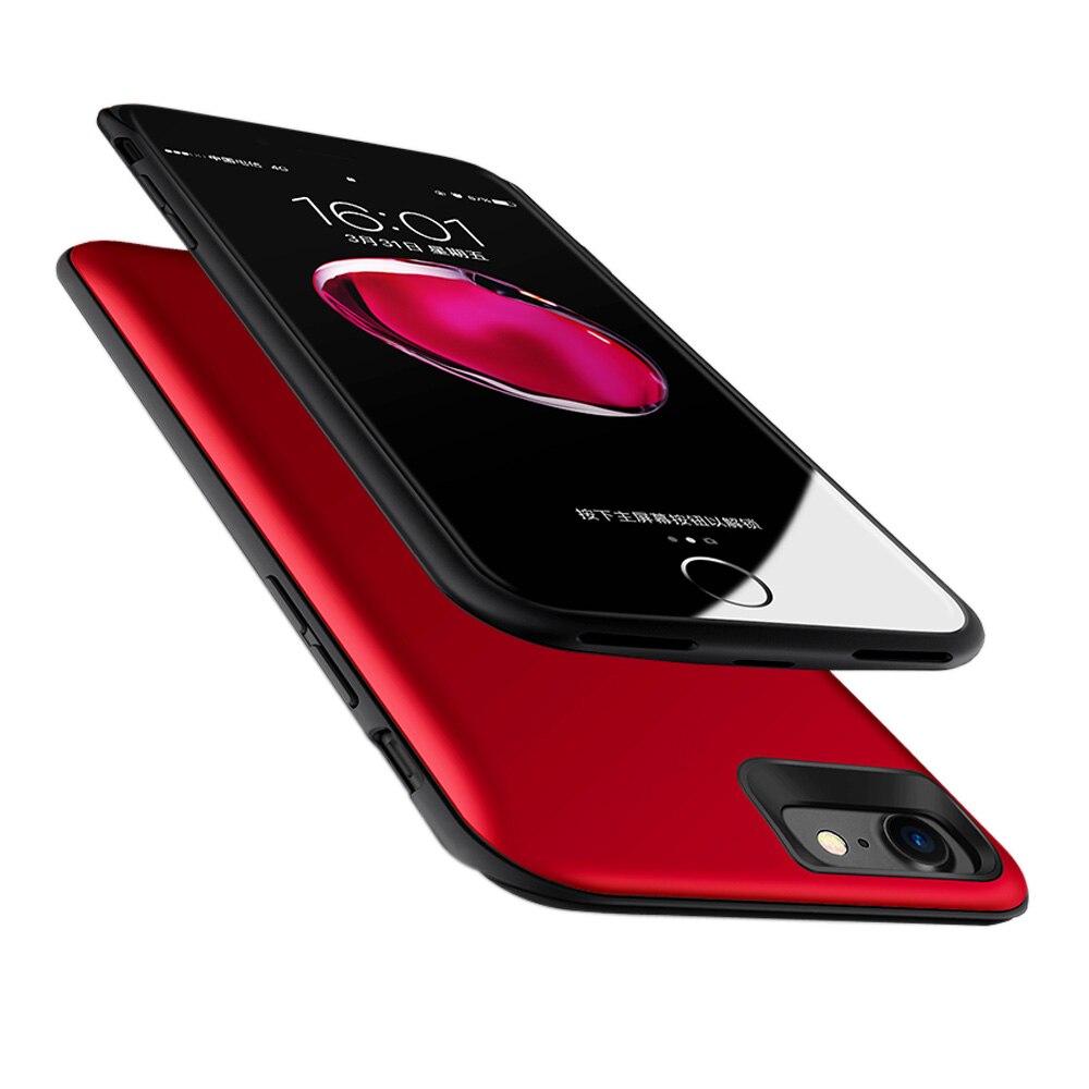 7200Mah Portable Power Bank Backup Pack Magnetische Externe Batterij Oplader Case Beschermhoes Voor Iphone 7Plus 8Plus 5.5Inch: Red