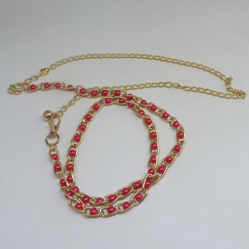 Ladies Metal Adjustable Thin Ladies Waist Chain Women Strap Dress Belt Pearl Decorative Clothes Accessories