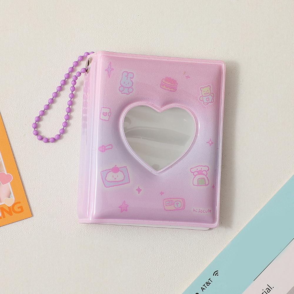 Mini livre de collecte de Photos de dessin animé, petit Album Photo de 2 pouces, pendentif en PVC, porte-carte décoratif mignon avec porte-clés imprimé ours: Black