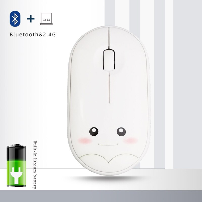 2.4G Wireless Mouse For Apple Macbook Air For Xiaomi Macbook Pro Rechargeable Mice For Huawei Matebook Notebook Computer Laptops: Bluetooth White