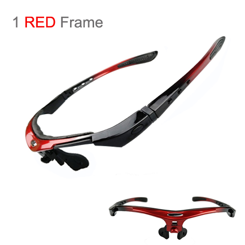 NEWBOLER 2 Frame Polarized Cycling Sun Glasses Outdoor Sports Bicycle Glasses Men Women Bike Sunglasses Goggles Eyewear 5 Lens: 1 frame red