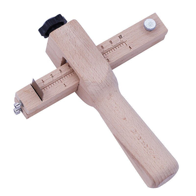 Adjustable Wooden Strip and Strap Cutter Leather Craft Cutter Strap Belt DIY Hand Cutting Tools Strip Cutter with 5 Blades