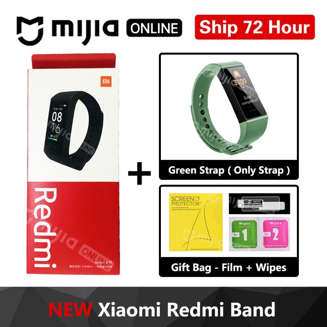 Xiaomi Redmi Band 4 Smart Hartslag Fitness Sport Tracker Bluetooth 5.0 Waterdichte Armband Touch Grote Kleur Screen Polsband: Add Green Strap