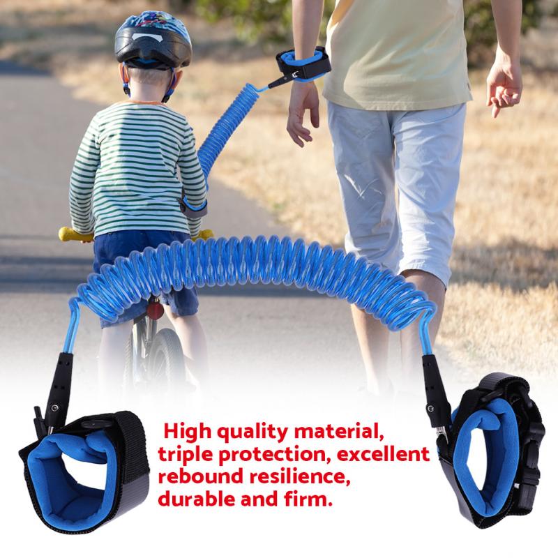 2.5m baby barn rollator anti förlorad handled koppel med säkerhetsnyckel lås barn småbarn sele armband assistent hand bälte vingar: Blå